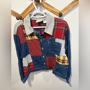SUSAN BRISTOL VINTAGE PATCHWORK BUTTON DOWN DENIM TOP